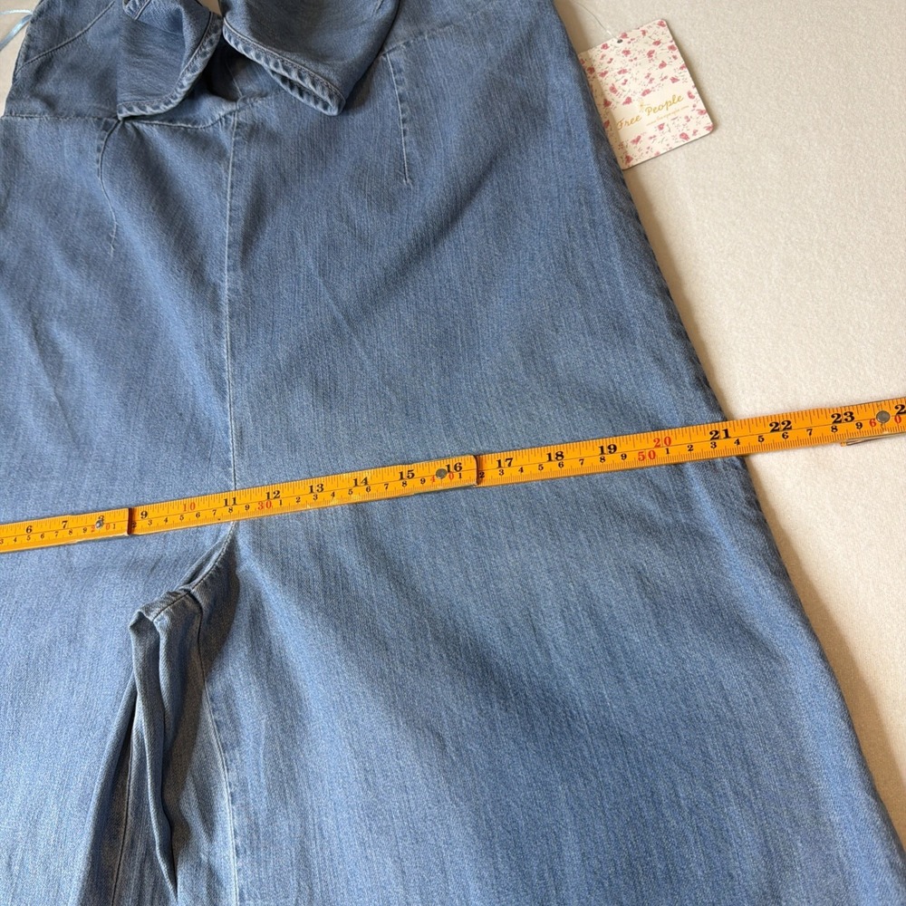 Free People Sea Breeze Blue Halter Wide Leg Jumpsuit Women's S NWT Lyocell - Picture 15 of 16